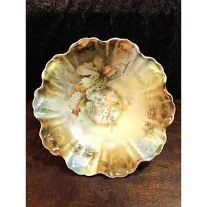 Antique Victorian Serving Bowl SILESIA German Porcelain - Art Nouveau Decor